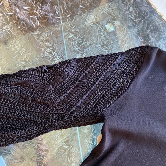 Joseph A Black sweater with knit sleeves - Picture 2 of 3